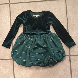 Green Velvet Kids Dress
